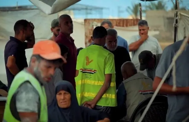 اللجنة المصرية تنشئ مخيم إيواء للعائلات المتضررة من القصف فى غزة